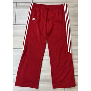Adidas Men's XL Original Fleece 3 Stripes Trefoil Pants Red Zip Leg/Pockets